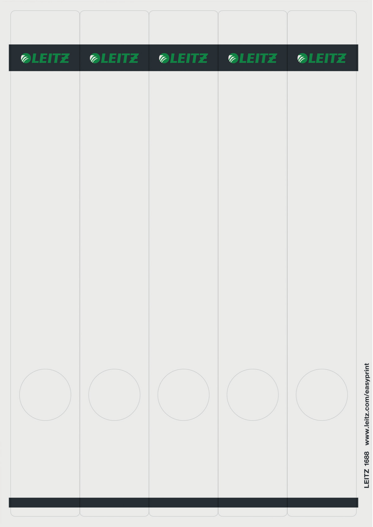 Esselte Leitz PC printable Spine Labels for standard lever arch files - Grey - Rectangle - Ring binder - Paper - 80 g/m² - 39 mm