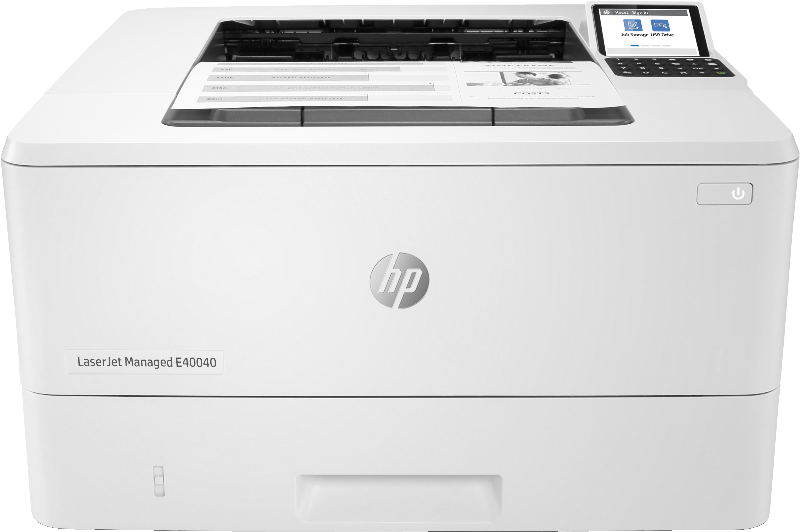 HP LaserJet Managed E40040dn - Print - Compact Size; Energy Efficient; Strong Security; Two-sided printing; Front-facing USB printing - Laser - 1200 x 1200 DPI - A4 - 38 ppm - Duplex printing - Network ready - 3PZ35A#B19