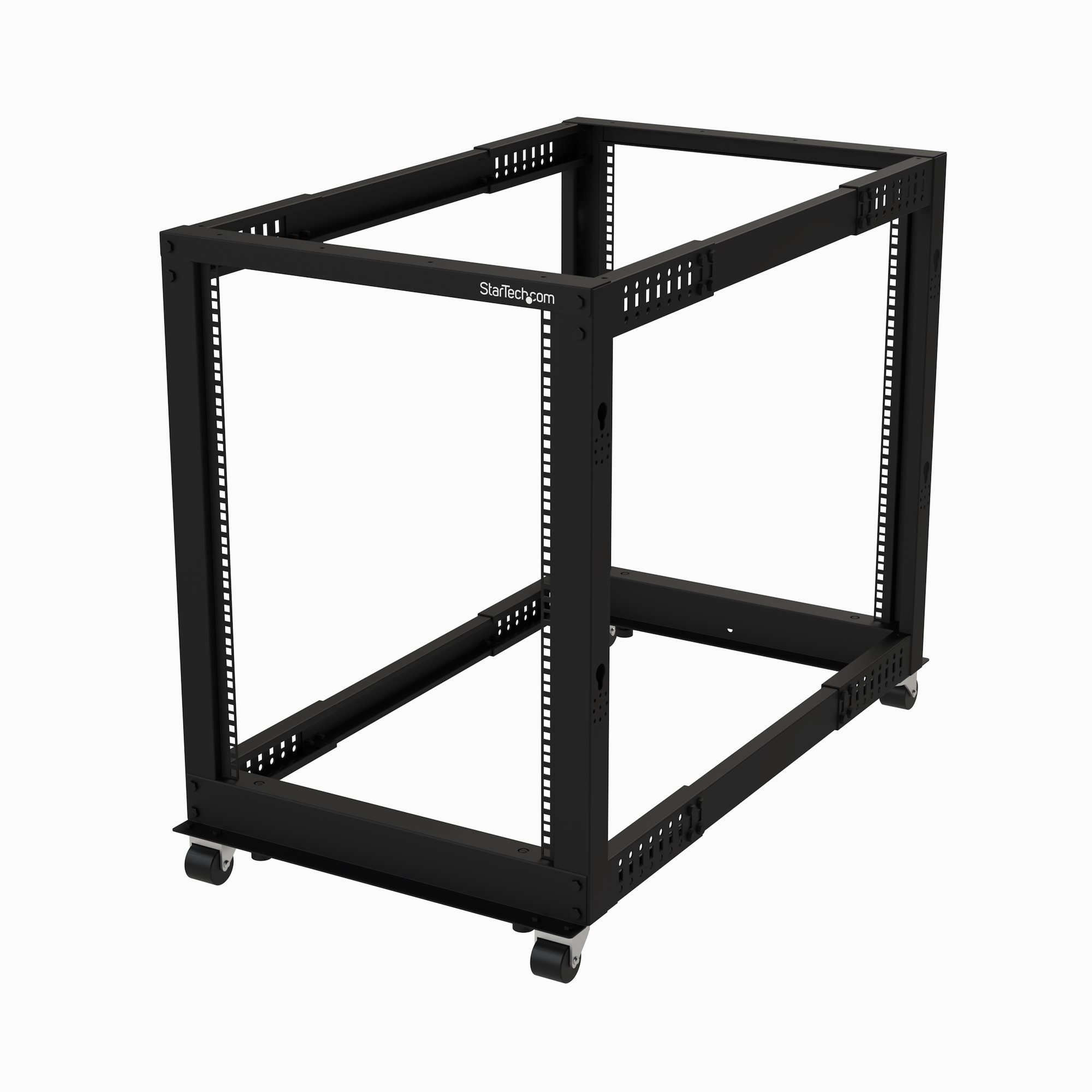 StarTech 15U Open Frame Rack - 4 Post - 22-40 in. Adjustable Depth - Cabinet - open frame - 4 post - floor standing - Black - 15U - 4POSTRACK15U