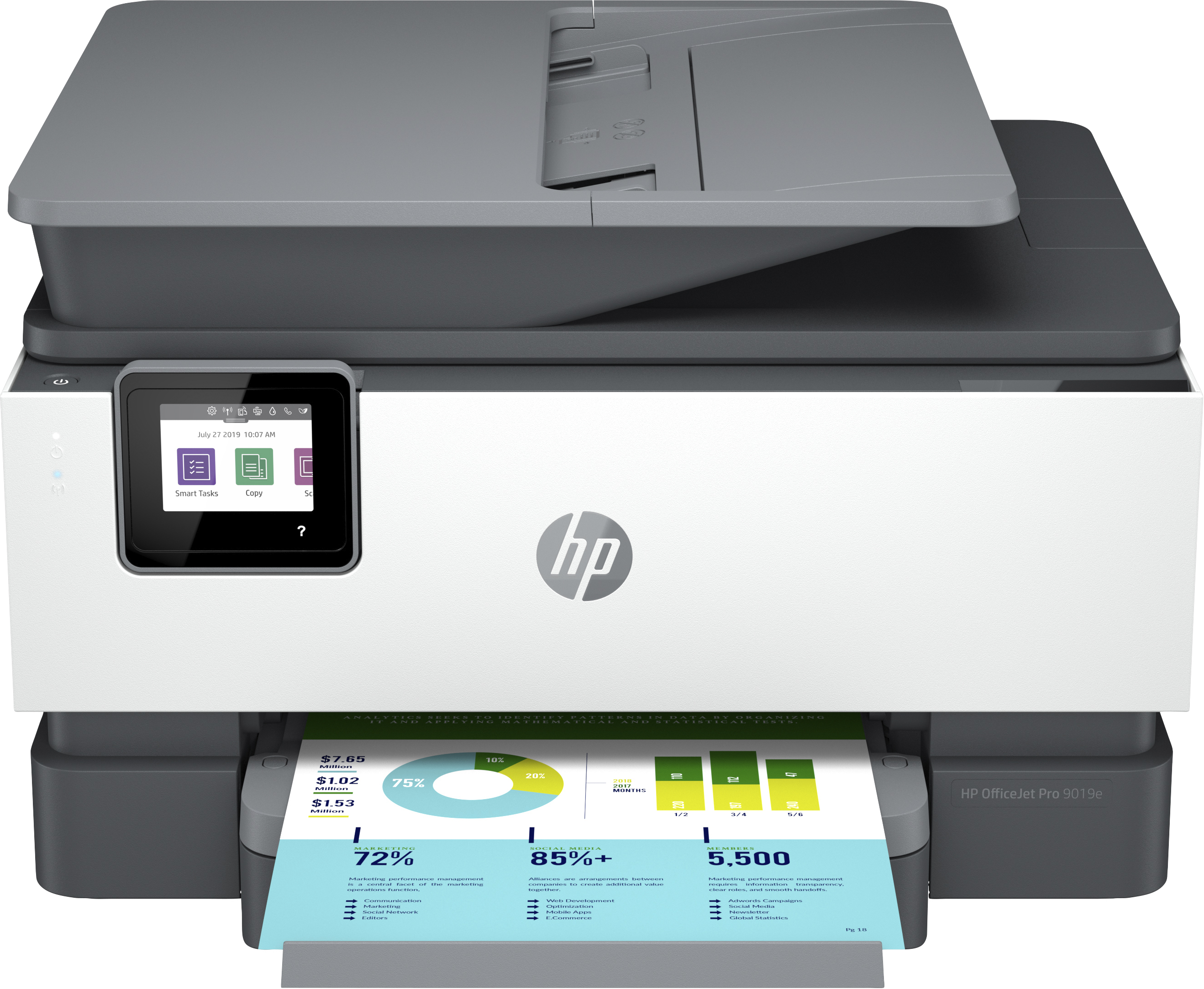 HP OfficeJet Pro 9019e - Thermal inkjet - Colour printing - 4800 x 1200 DPI - A4 - Direct printing - Grey - White - 22A59B#629