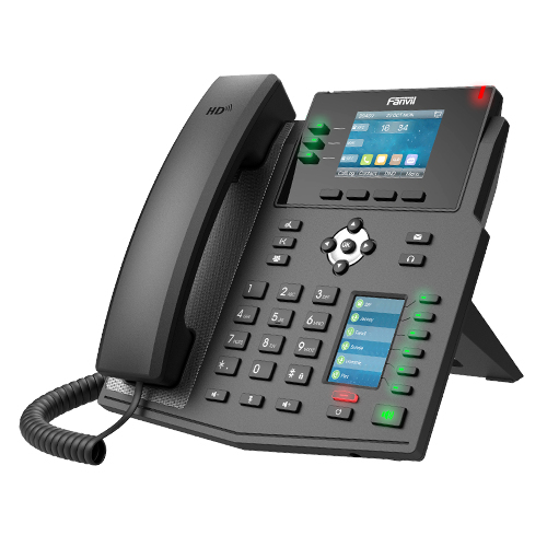 Fanvil X4U - Téléphone IP - Noir - Combiné filaire - 12 lignes - Écran LCD - 7,11 cm (2,8")