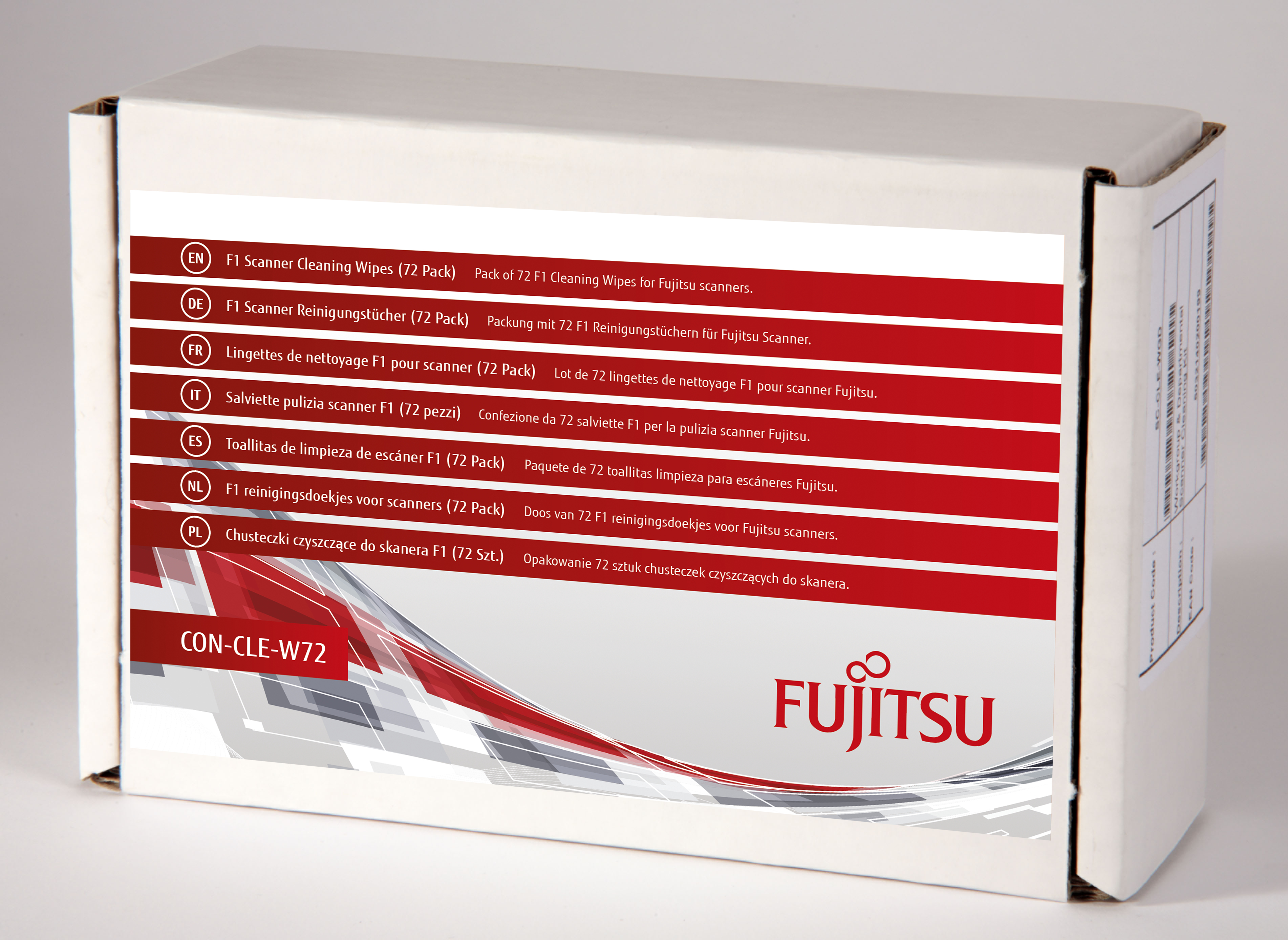 Fujitsu F1 Scanner Cleaning Wipes - Reinigungstücher (Wipes) (Packung mit 72) - för fi-7030, 71XX, 72XX, 74XX, Network Scanner N7100, SP-11XX, 1425 - CON-CLE-W72