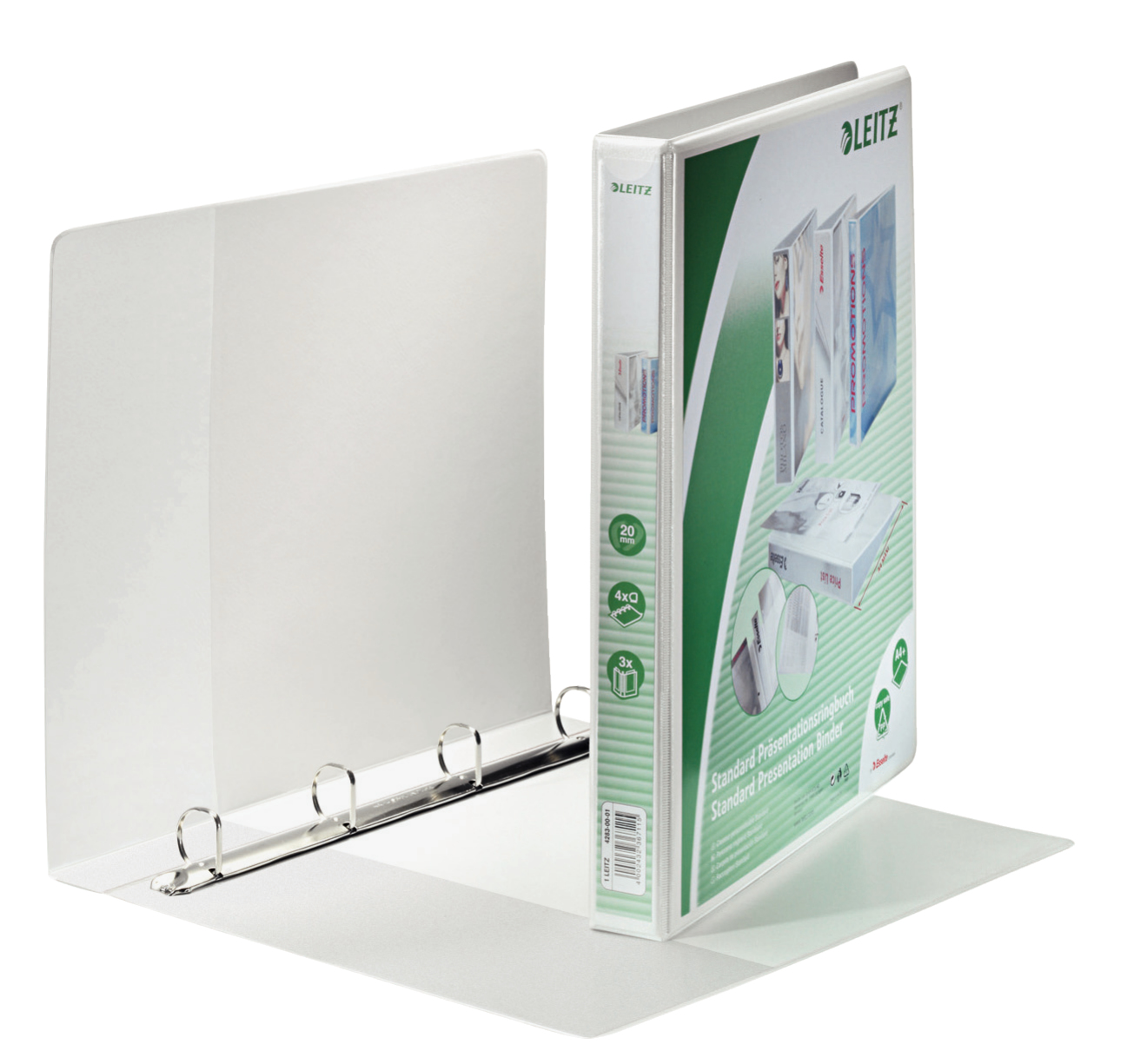 Esselte Leitz 42830001 - A4 - D-ring - Presentation - Polypropylene (PP) - White - 200 sheets