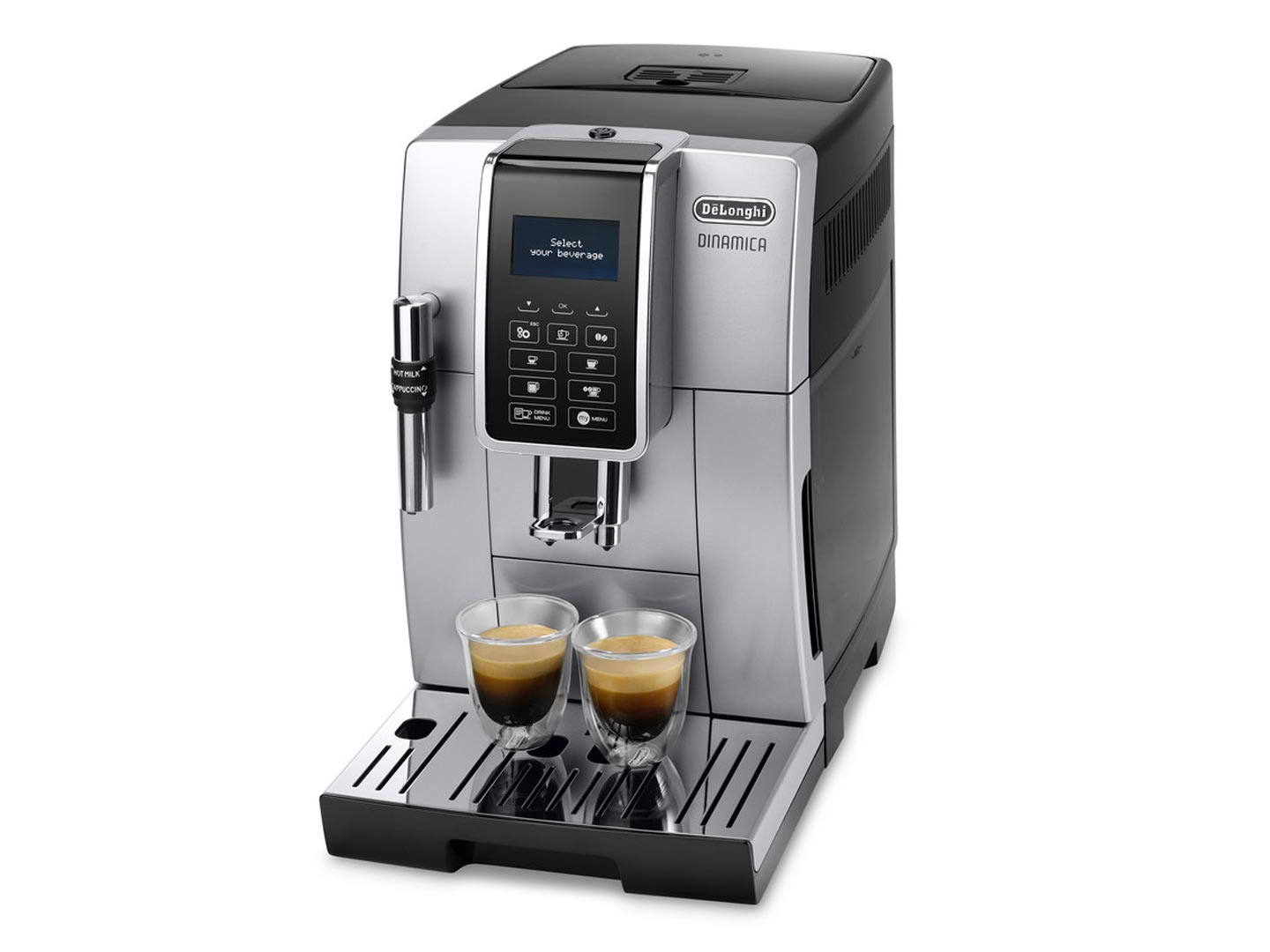 De Longhi DINAMICA ECAM 350.35.SB - Espresso machine - Coffee beans - Ground coffee - Built-in grinder - 1450 W - Black - Silver - 350.35.SB
