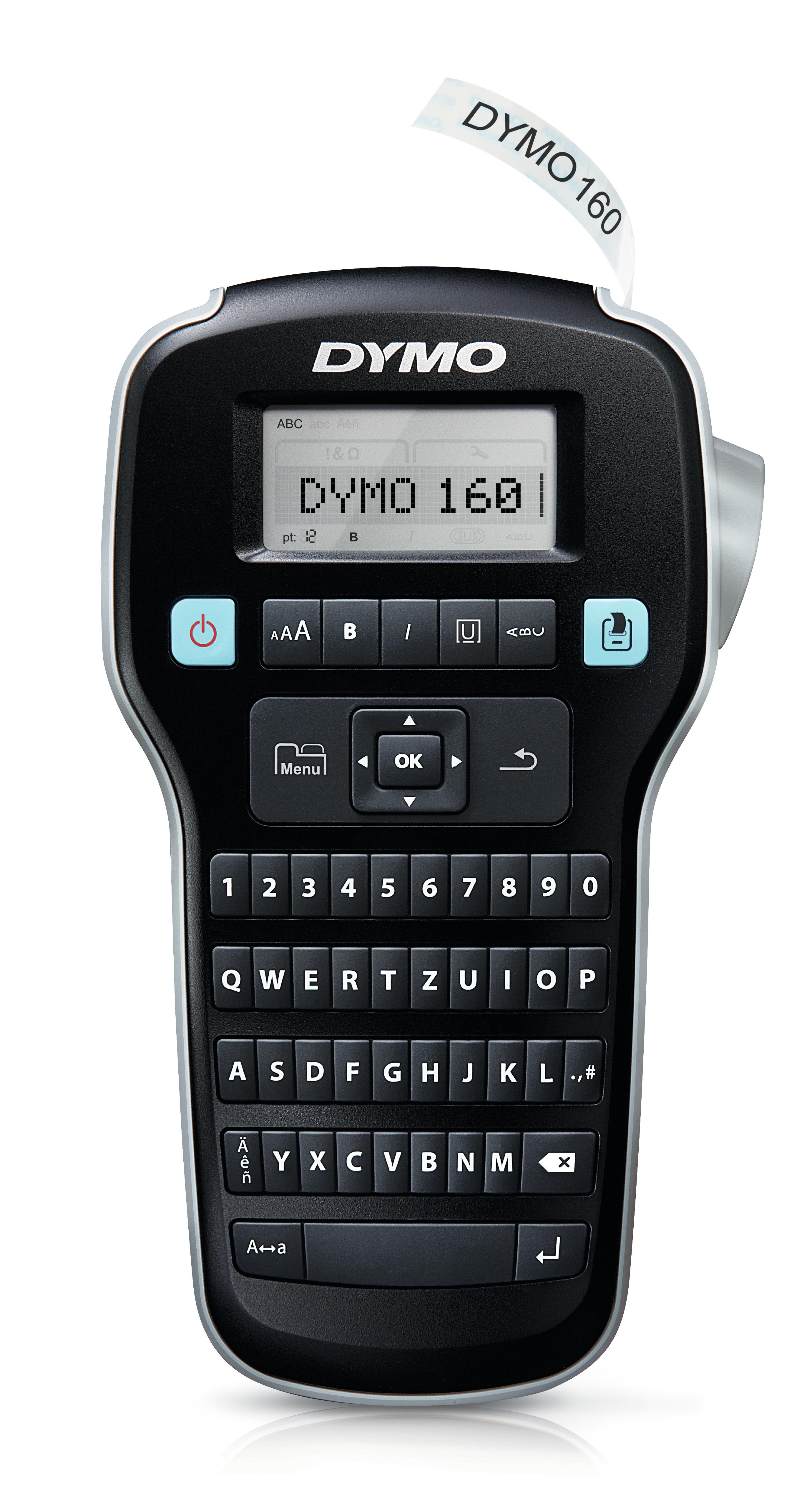 Dymo LabelManager 160 - Thermal transfer - 180 x 180 DPI - 12 mm/sec - Black,Silver - LCD - QWERTZ