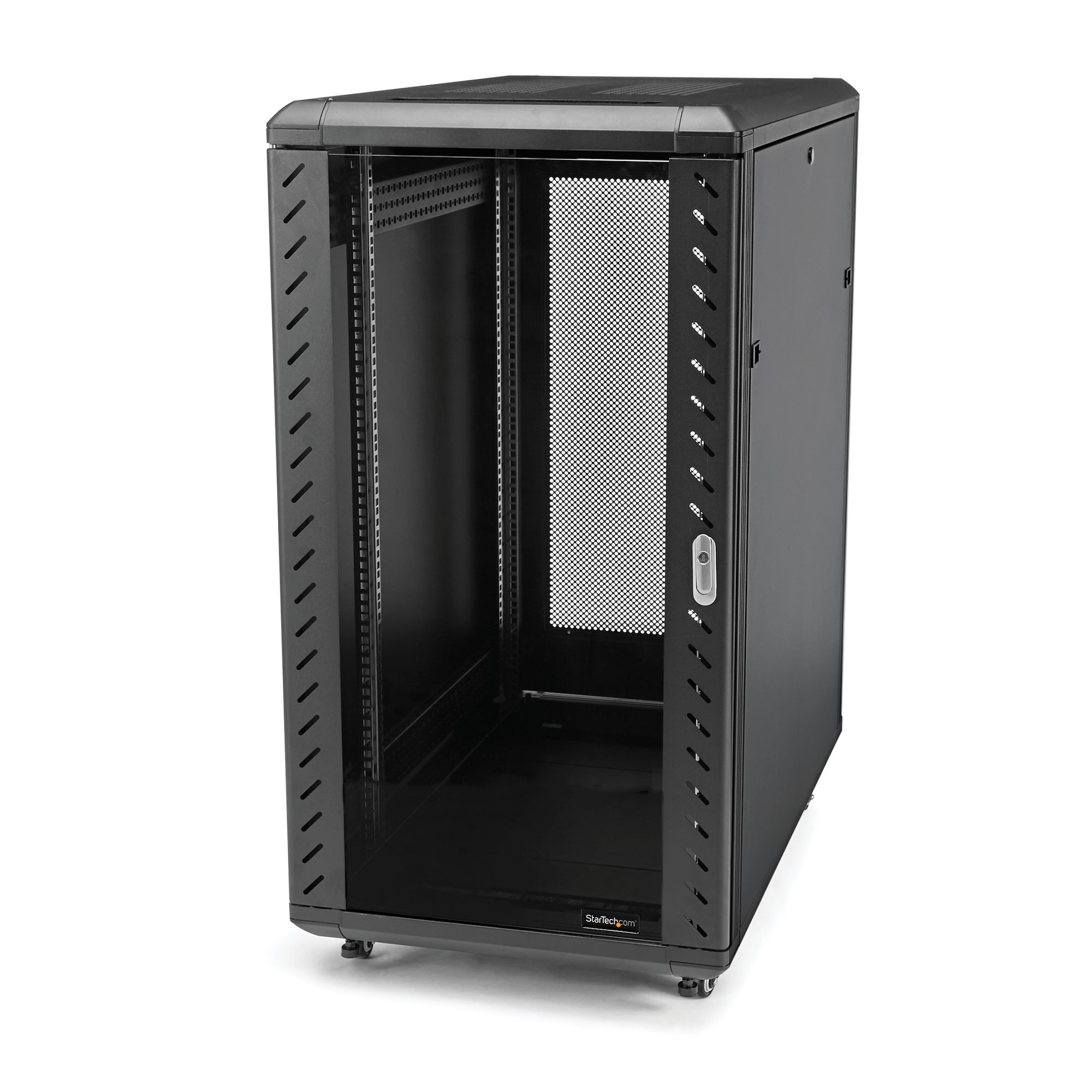 StarTech 18U Server Rack Cabinet - Includes Casters and Leveling Feet - Cabinet - Nätverksskåp - 4 Posts - floor-standing - black - 18U - 48.3 cm (19") - RK1836BKF