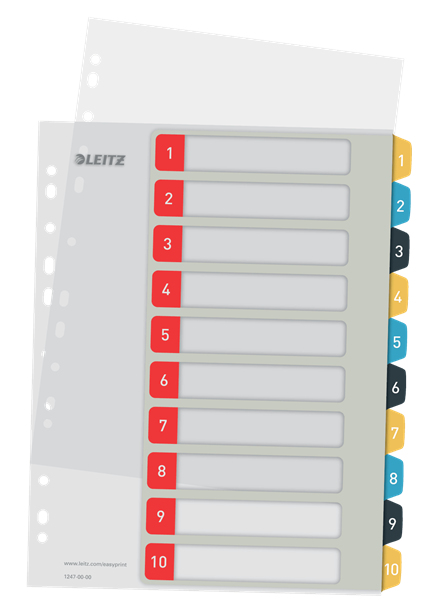 Esselte Leitz 12470000 - Numeric tab index - Polypropylene (PP) - Portrait - A4 Maxi - 245 mm - 30.5 cm