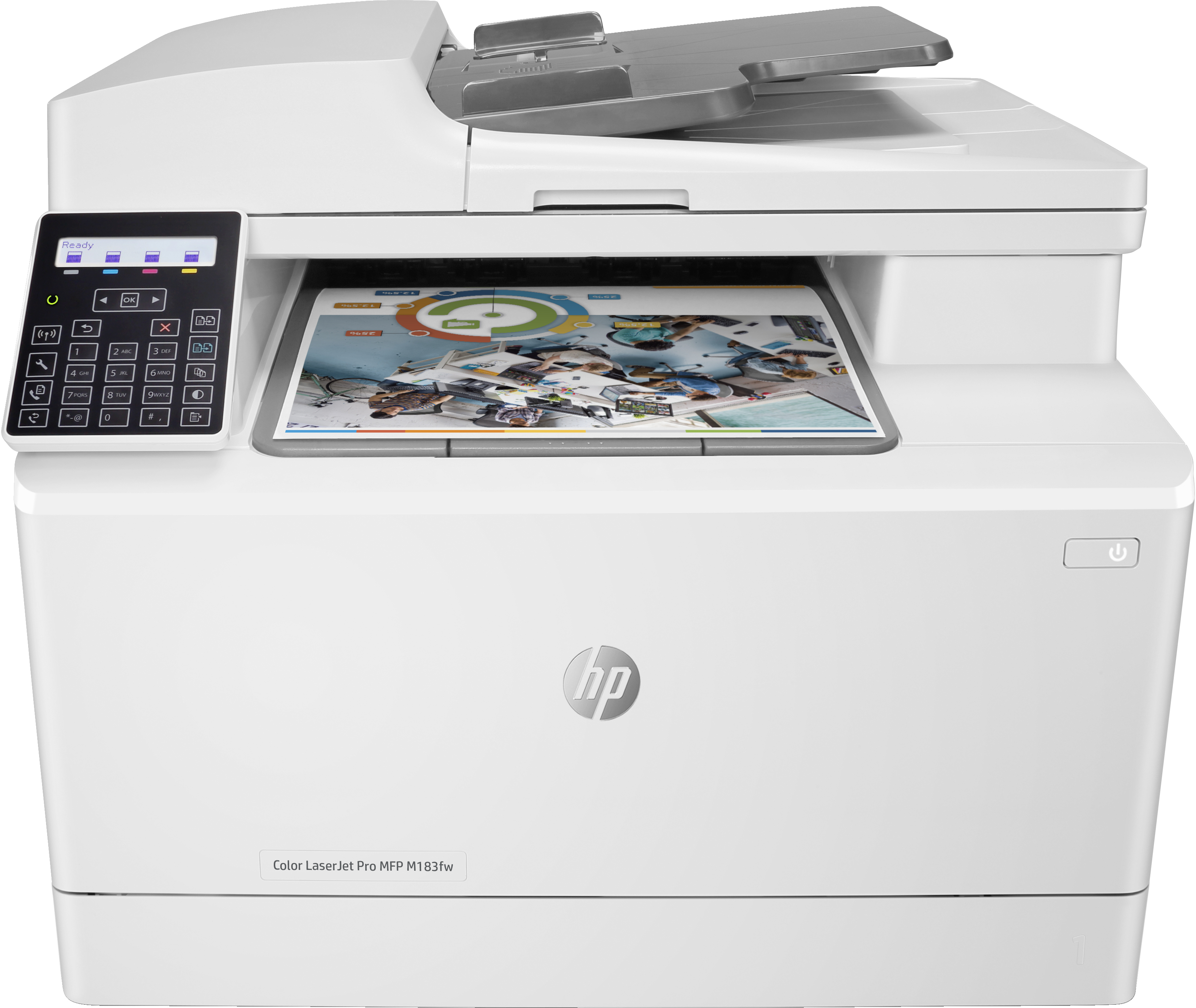 HP Color LaserJet Pro MFP M183fw - Print - Copy - Scan - Fax - 35-sheet ADF; Energy Efficient; Strong Security; Dualband Wi-Fi - Laser - Colour printing - 600 x 600 DPI - A4 - Direct printing - White - 7KW56A#B19
