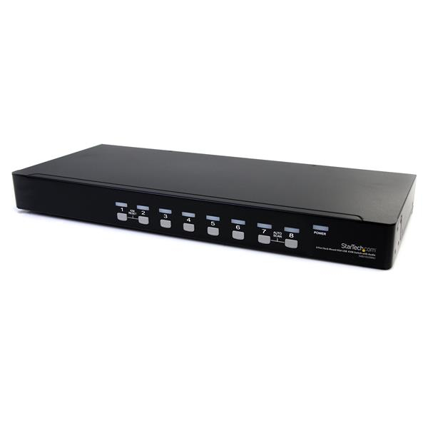 StarTech 8 Port Rackmount USB VGA KVM Switch w/ Audio (Audio Cables Included) - 1920 x 1440 pixels - Rack mounting - 48 W - 1U - Black - SV831DUSBAU