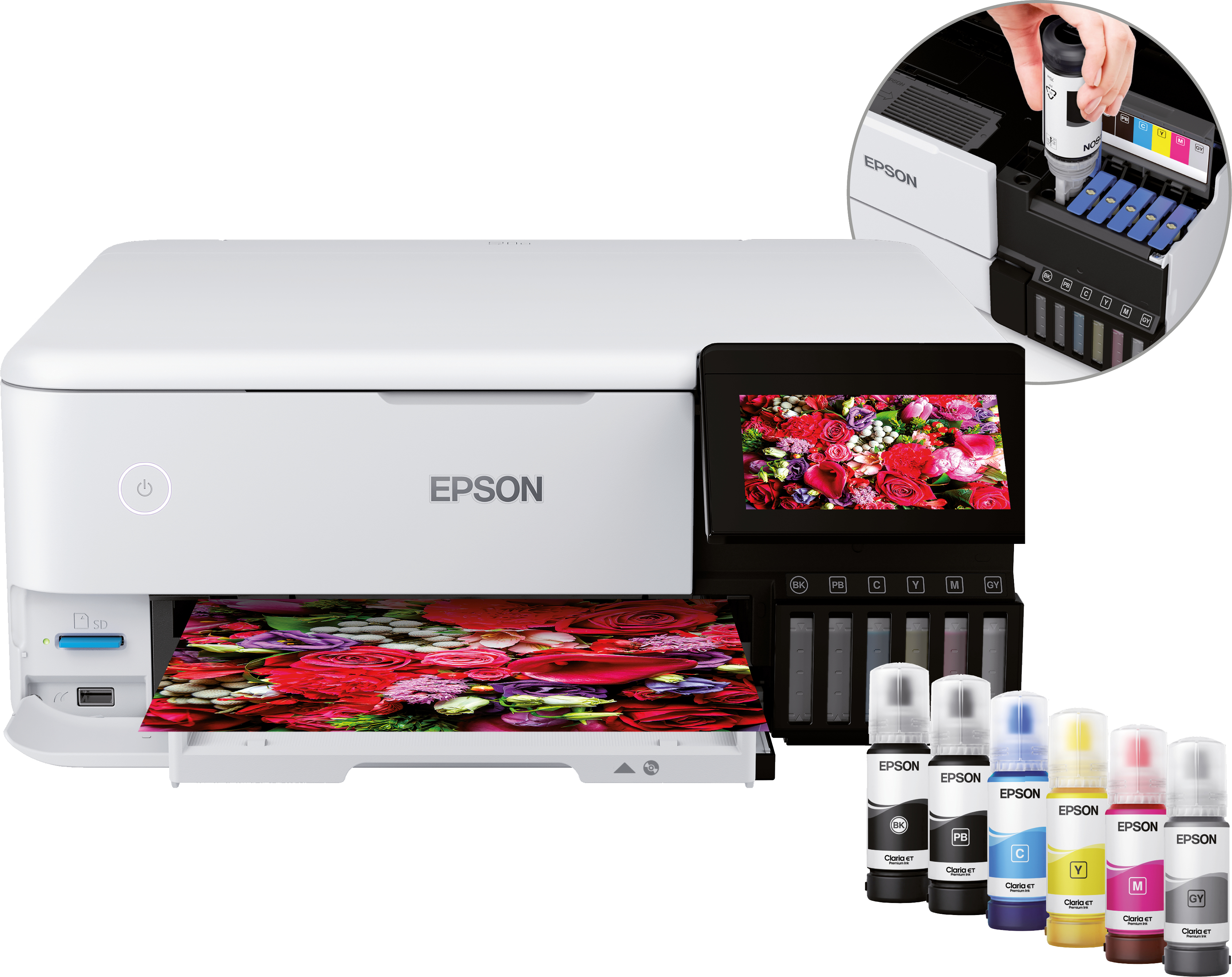 Epson EcoTank ET-8500 - Inkjet - Colour printing - 5760 x 1440 DPI - A4 - Direct printing - White - C11CJ20401