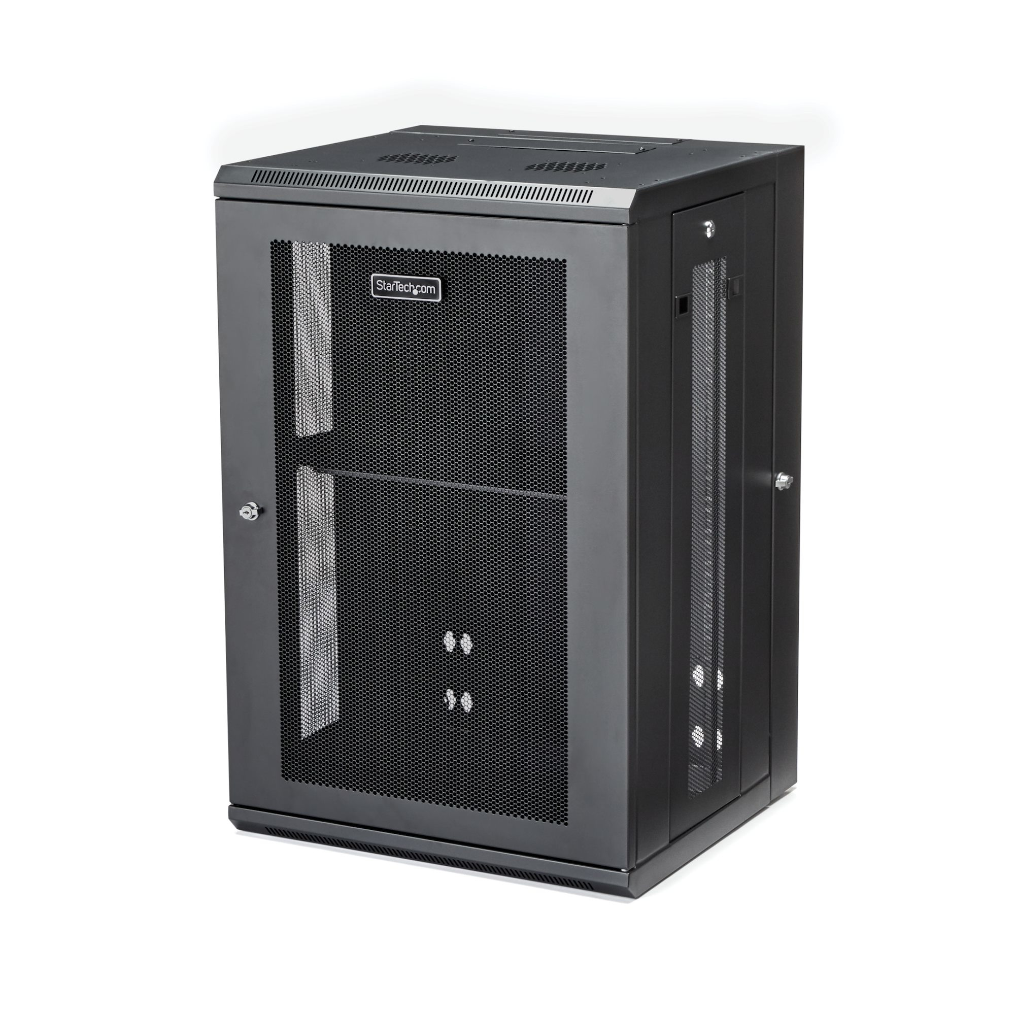 StarTech 18U Wall Mount Server Rack - up to 51cm deep - Hinged Chassis - Nätverksskåp - Server Cabinet - Rack Enclosure Cabinet - Wall Mountable - Black - 18U - RK1820WALHM