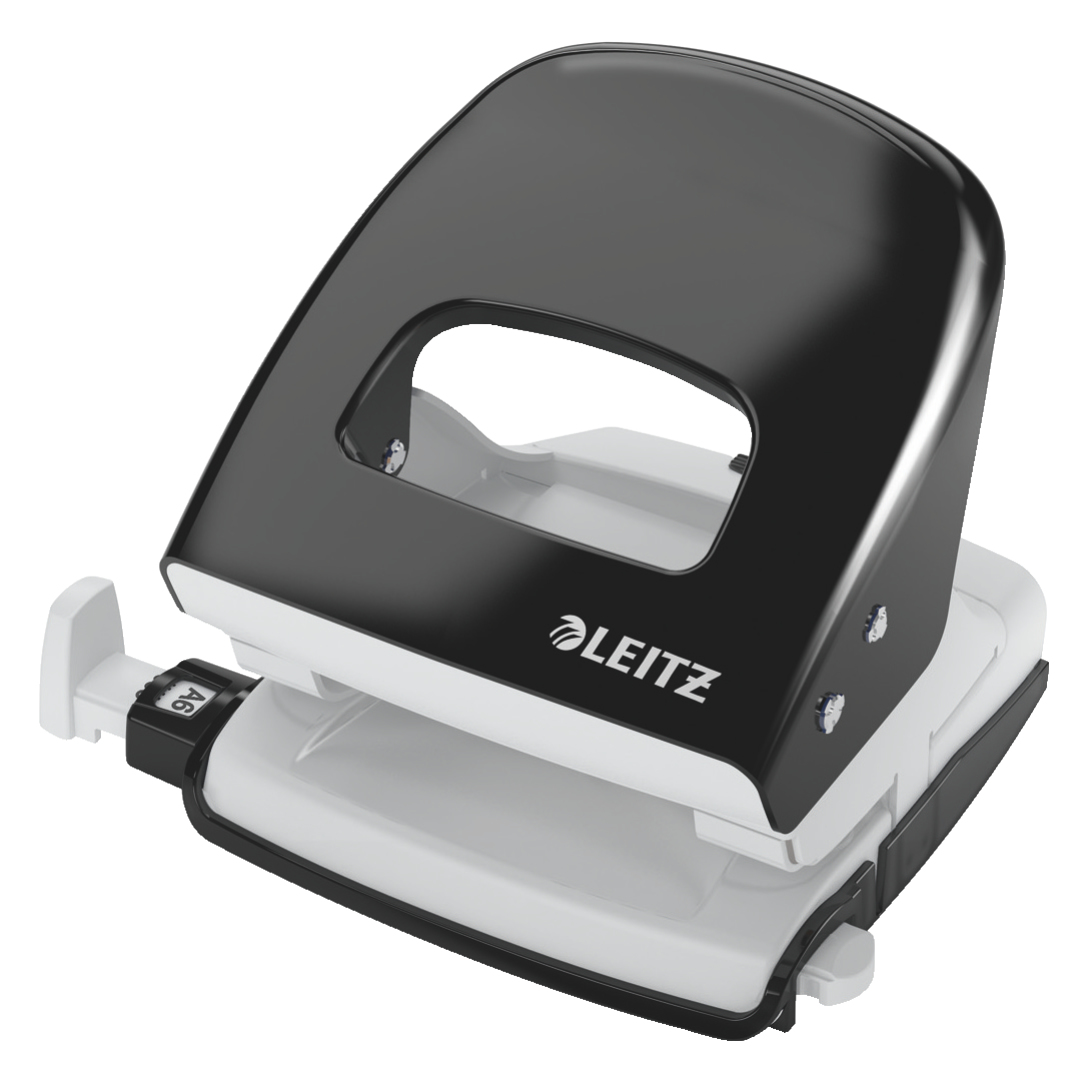 Esselte Leitz NeXXt WOW Metal Office Hole Punch - 30 sheets - Black - White - Metal - 3 mm - A4 - A5 - A6 - Folio - US-Quart - 107 mm