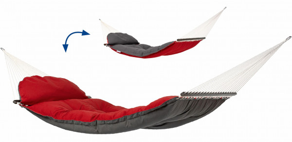 Amazonas AZ-1960015 - Hamac suspendu - 200 kg - 2 personnes - Polyester - Polypropylène (PP) - Gris - Rouge - 3650 mm