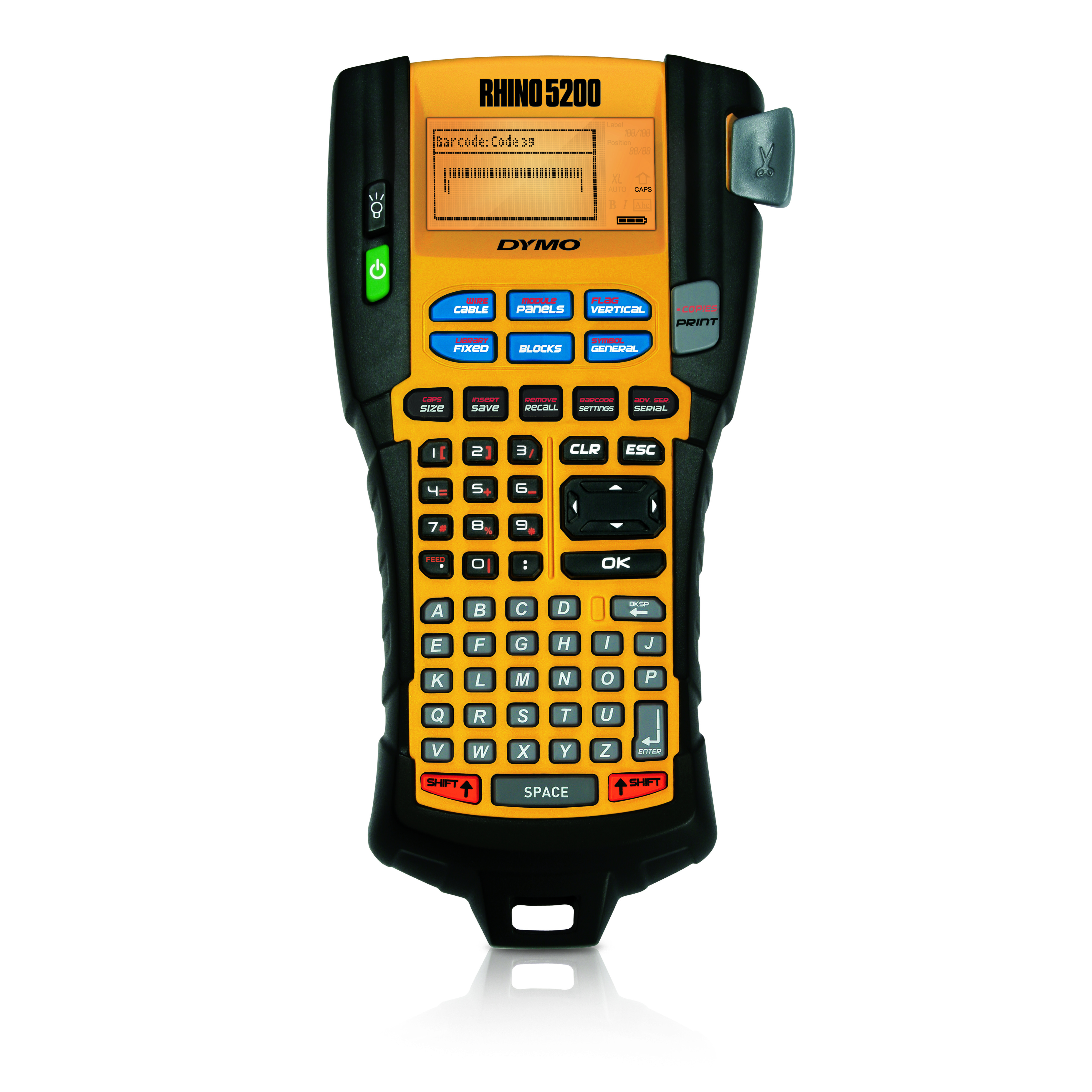 Dymo RHINO 5200 - ABC - Thermal transfer - 180 x 180 DPI - 10 mm/sec - Black - Yellow - S0841480