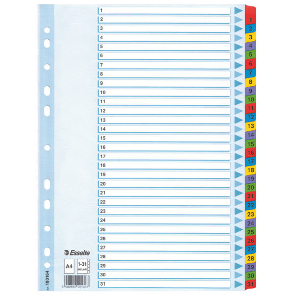 Esselte Leitz Mylar Indices & Dividers - Multicolour - A4 - 225 mm - 5 mm - 297 mm - 355 g