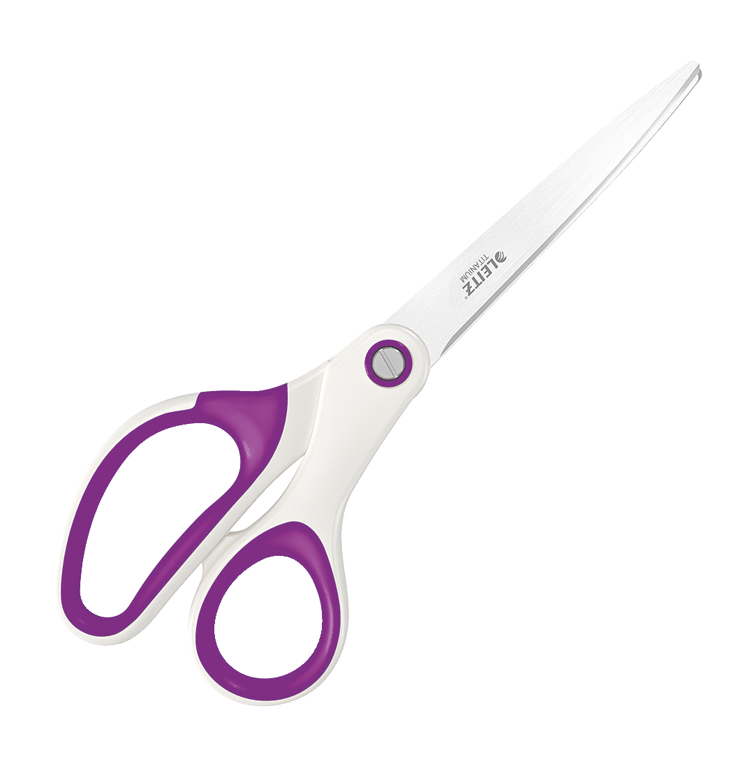 Esselte Leitz WOW - Straight cut - Single - Purple - White - Stainless steel - Straight handle - Office scissors