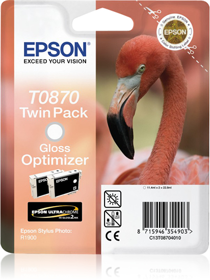 Epson Flamingo Twinpack Gloss Optimizer T0870 Ultra Gloss High-Gloss 2 - Encre pigmentée - 1 pièce(s) - Multipack