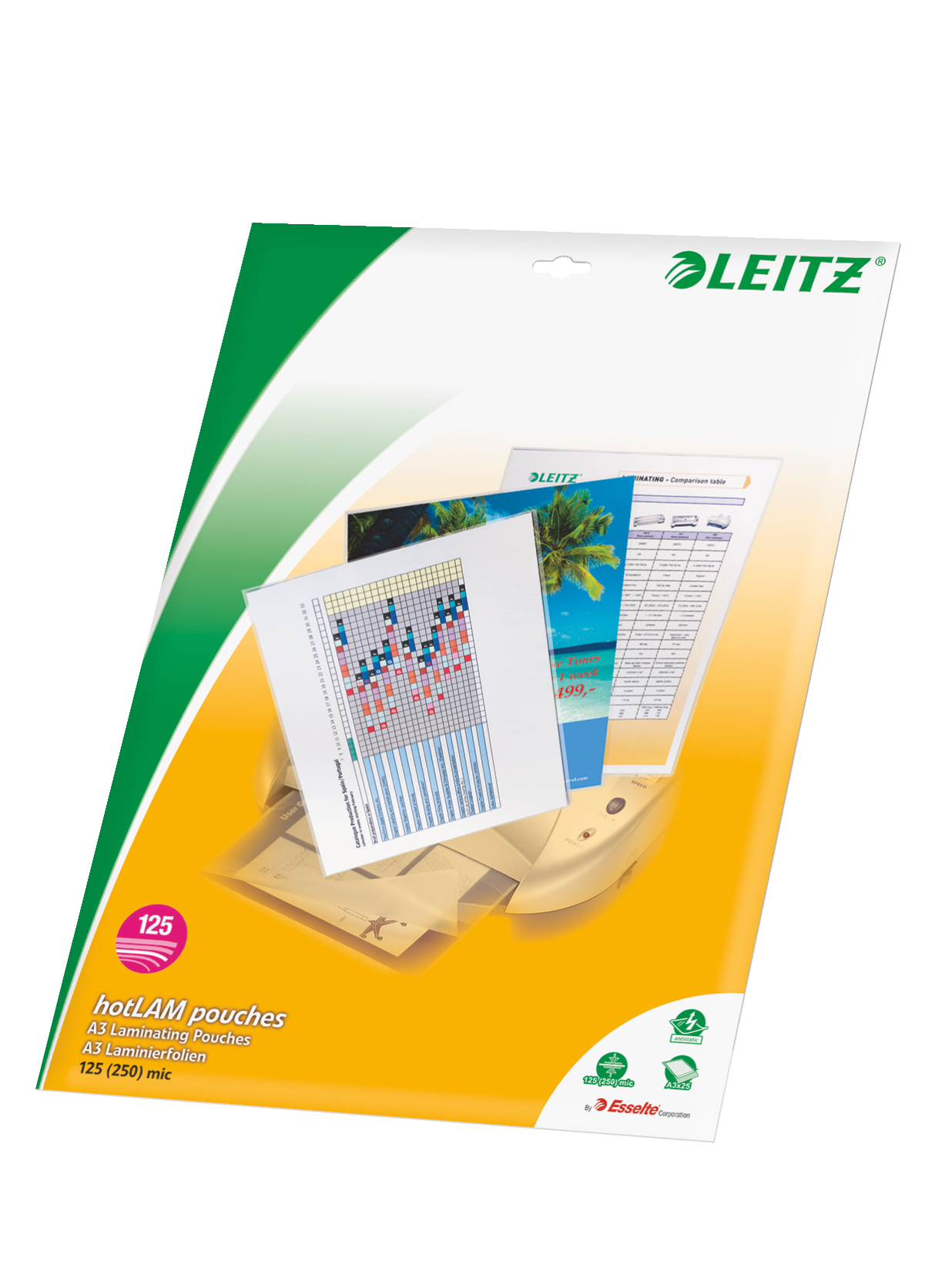 Esselte Leitz 33836 - Transparent - EVA (Ethylene Vinyl Acetate) - Polyethylene terephthalate (PET) - Glossy - A3 - 0.125 mm - 468 mm
