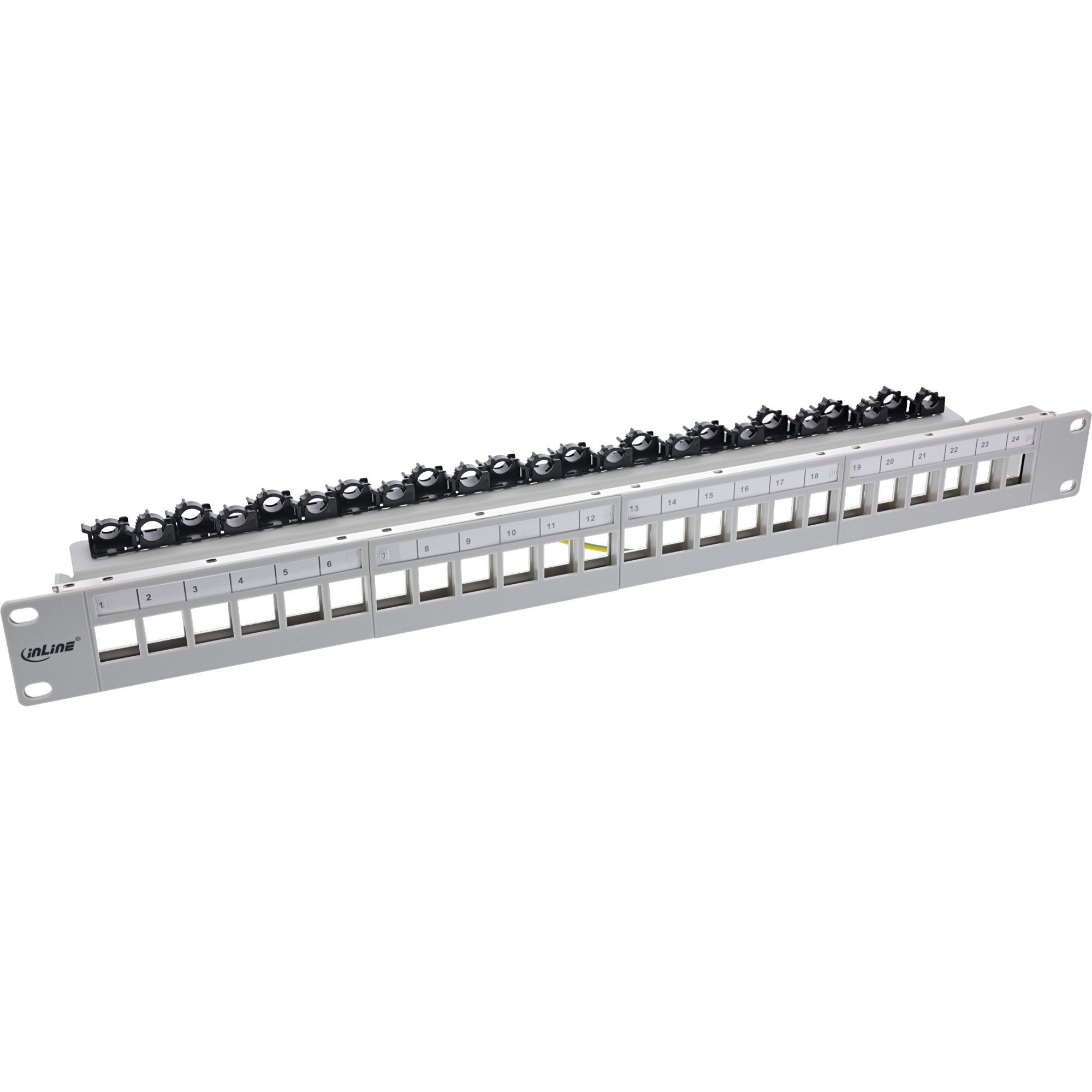 Panneau de brassage Keystone 24 ports InLine 1U gris