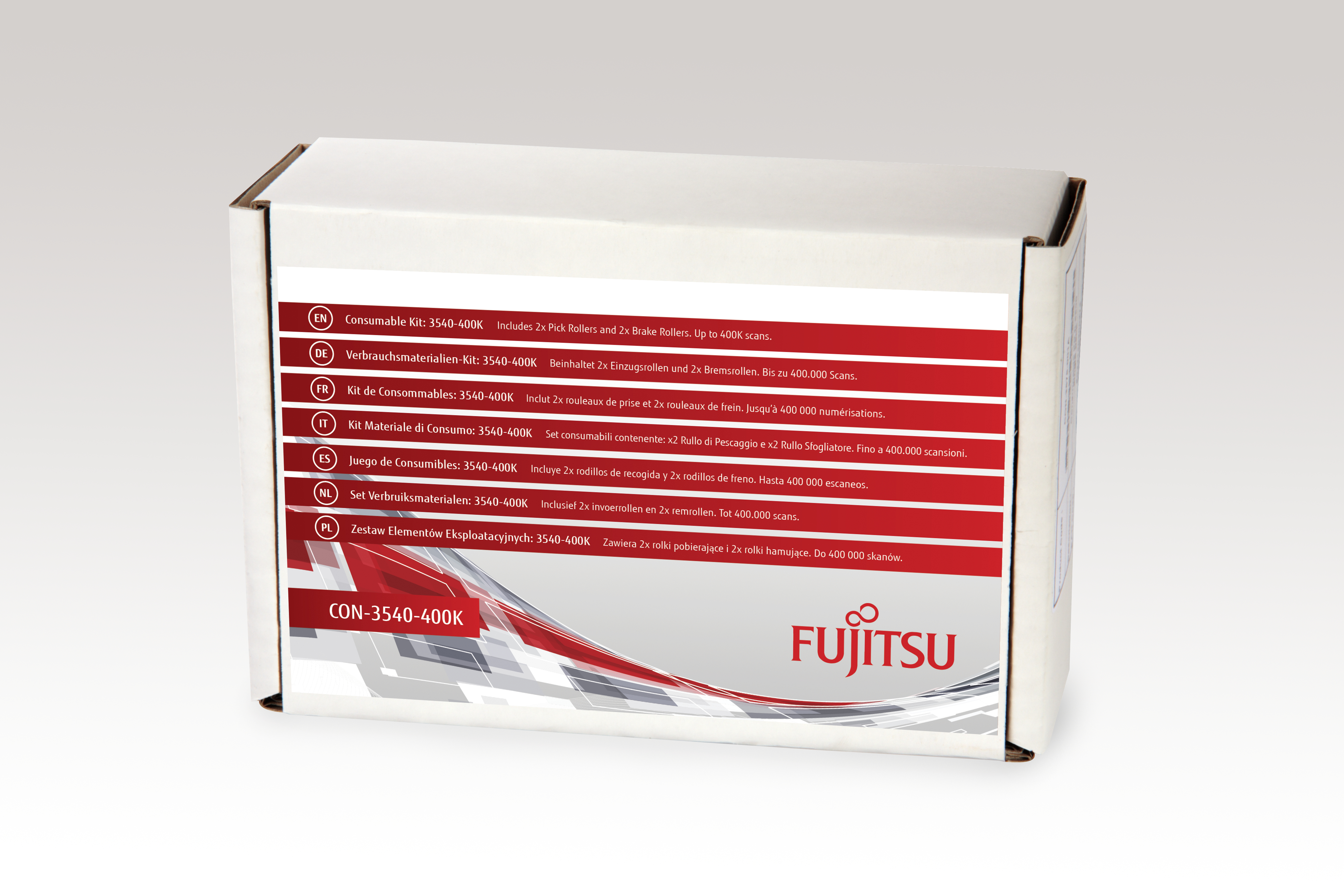 Fujitsu Consumable Kit -Scanner passend for FI-6130, FI6130Z, F6140, FI-6230, FI-6240, FI-6240Z, ca. 400.000 Seiten - CON-3540-400K