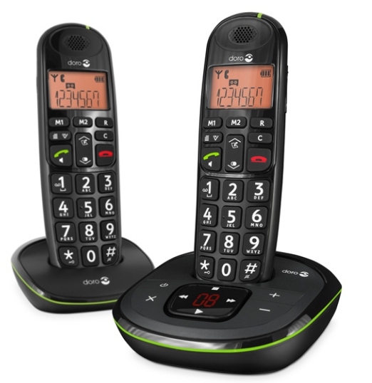 Doro PhoneEasy 105wr Duo - DECT telephone - Speakerphone - 20 entries - Caller ID - Black - 380104