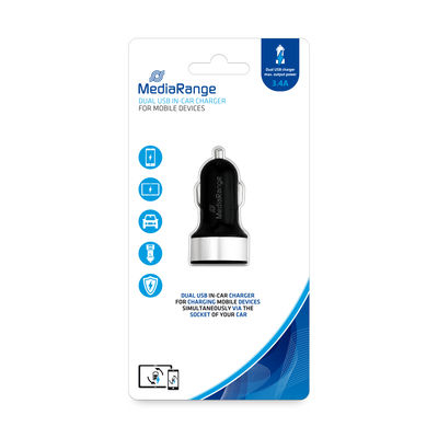 MEDIARANGE MRMA103-02 - Auto - Cigar lighter - 5 V - Black,Silver