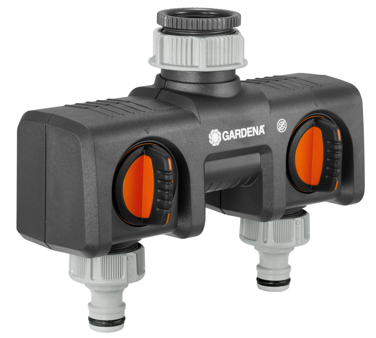 Raccord double robinet Gardena noir orange