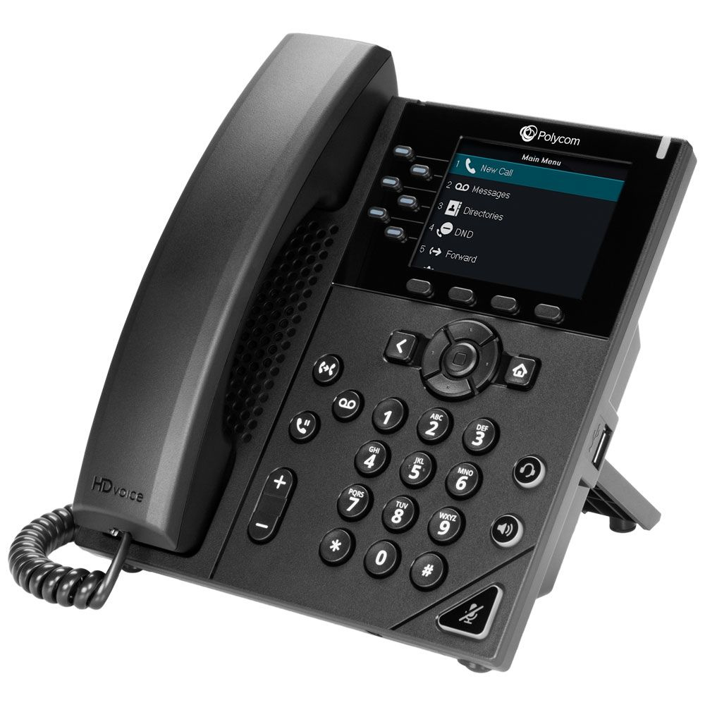 Poly 350 - IP Phone - Black - Wired handset - In-band - 6 lines - Digital