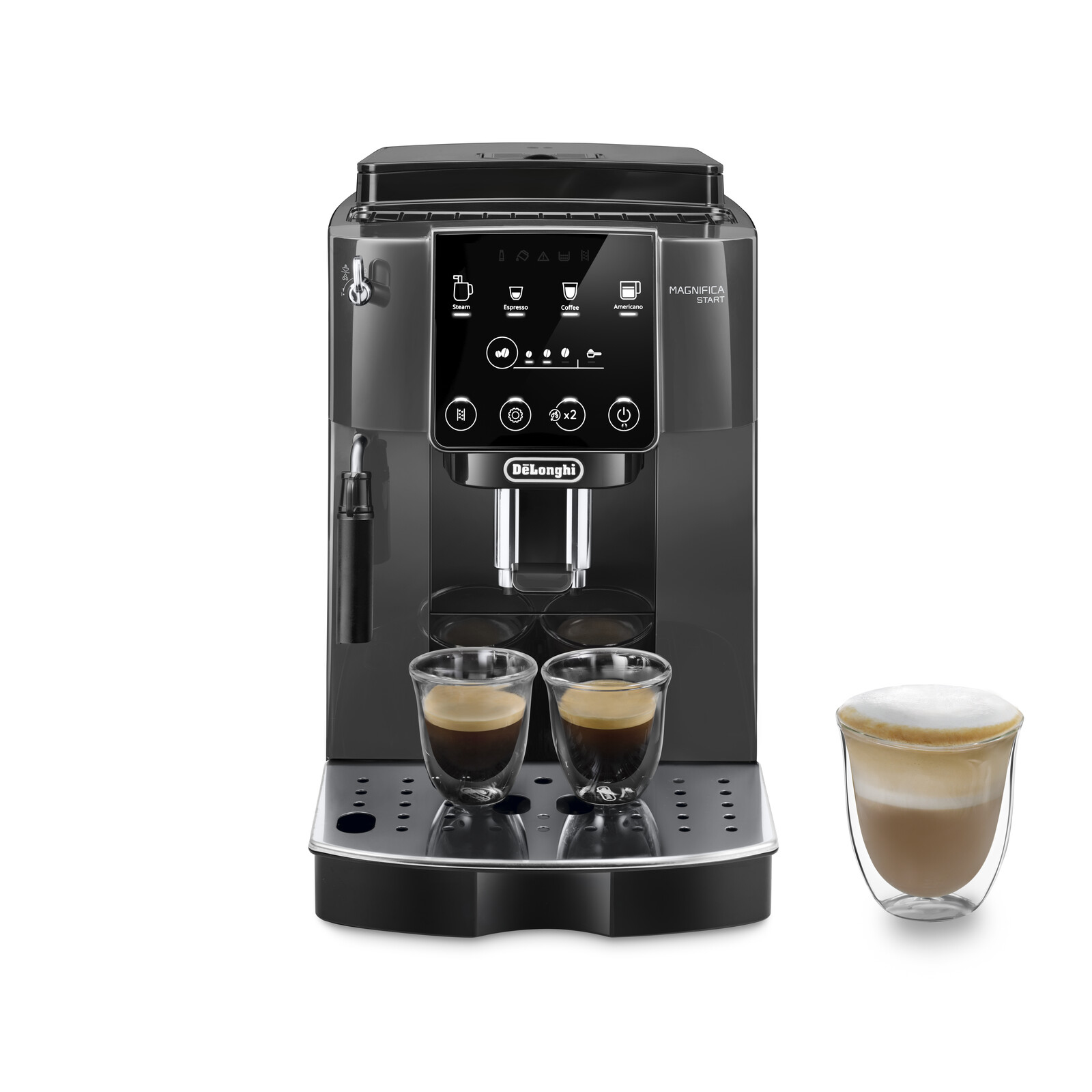De Longhi Magnifica ECAM220.22.GB - Espresso machine - 1.8 L - Coffee beans - Ground coffee - Built-in grinder - 1450 W - Black - Grey