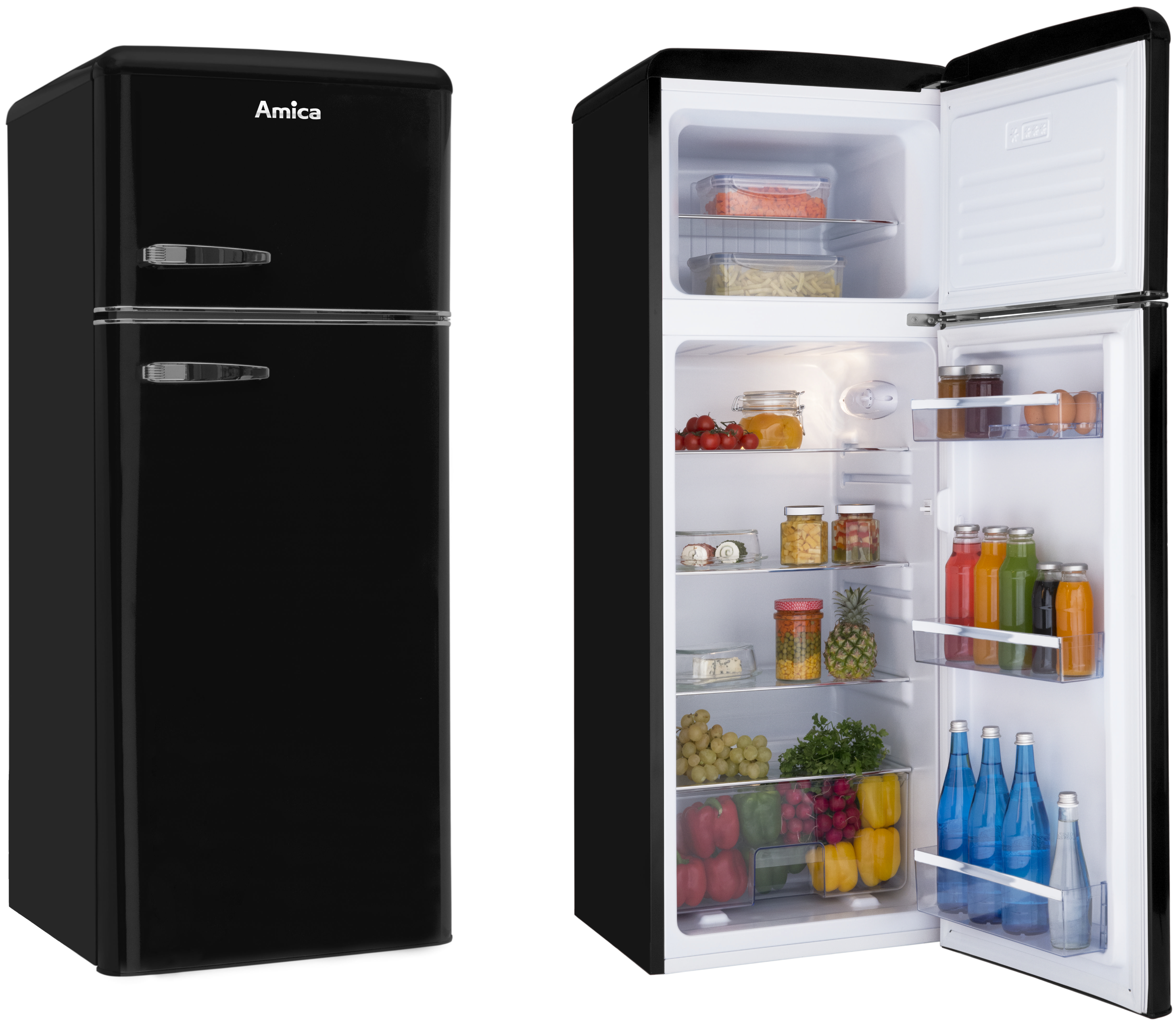 Amica KGC 15634 S réfrigérateur/congélateur rétro, noir