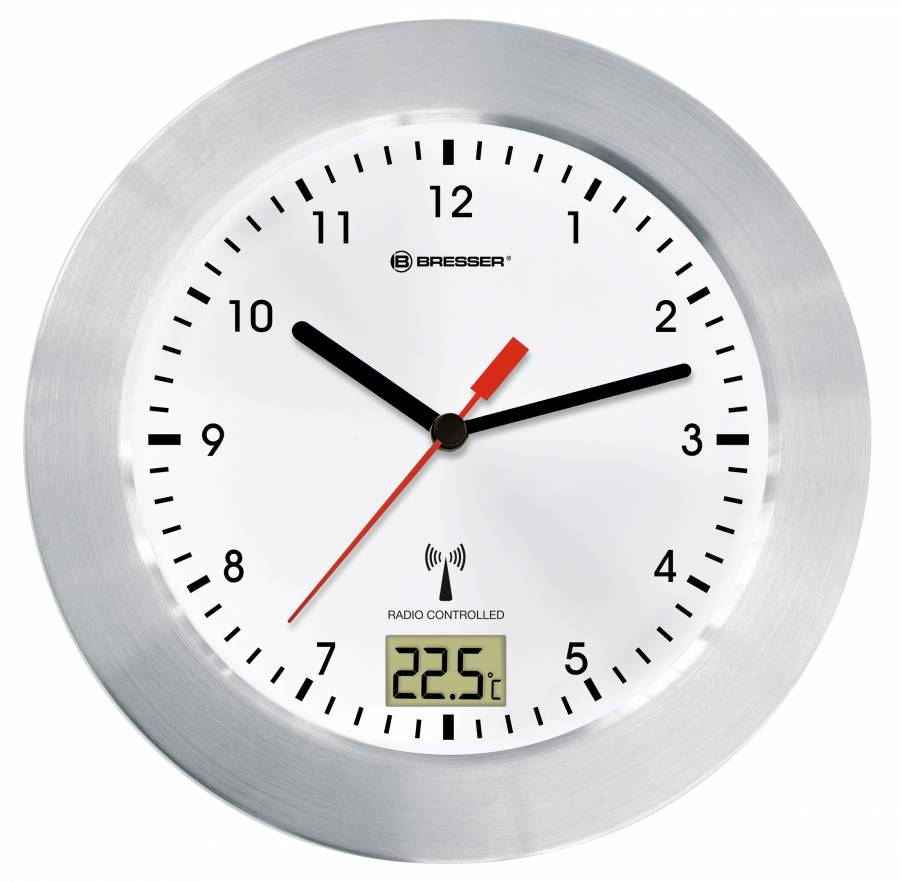 Bresser MYTIME BATH RC Horloge murale à quartz argent/blanc