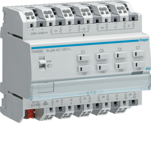Hager TXA628C - -5 - 45 °C - Gray - IP20 - 90 mm - 1 pc(s)