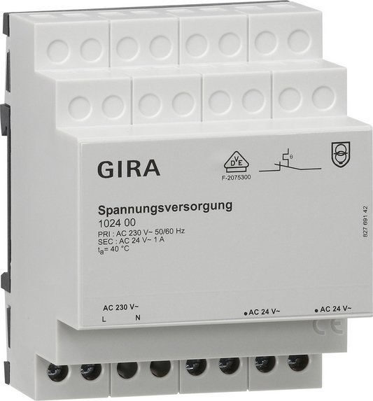 GIRA 102400 - Gris - Plastique - 230 V - 50 - 60 Hz - 24 V - 1 A