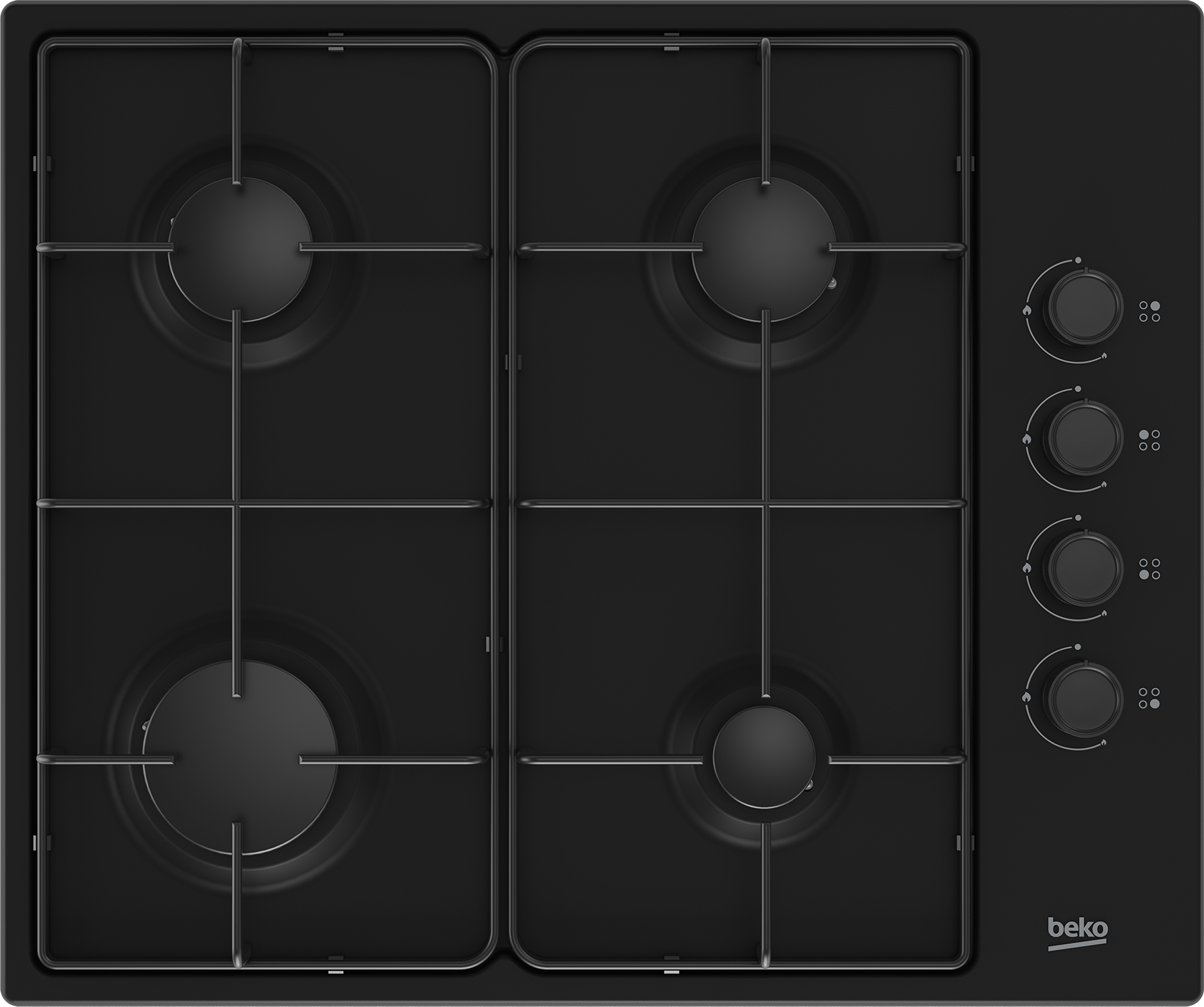 BEKO HIBG64120SB - Table de cuisson à gaz encastrable 60cm 4 zones Noir