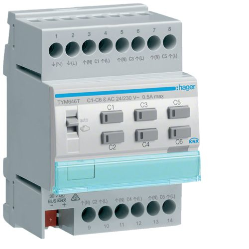 Hager TYM646T heating actuator 6-fold KNX f. 24/230V