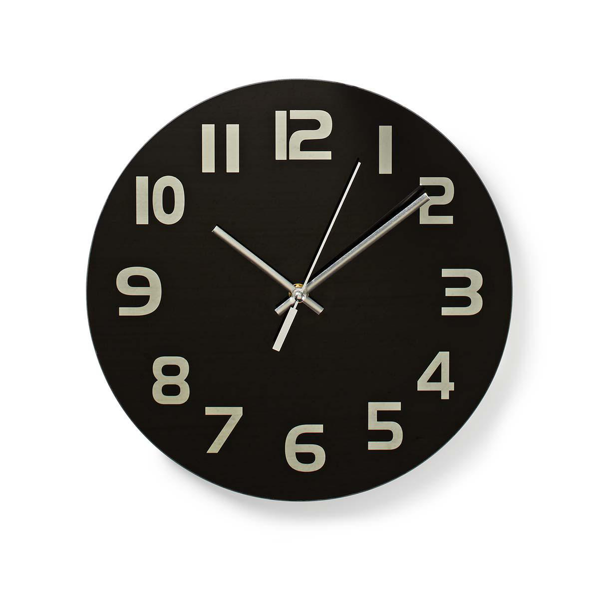 Nedis CLWA006GL30BK Horloge 30 cm Verre