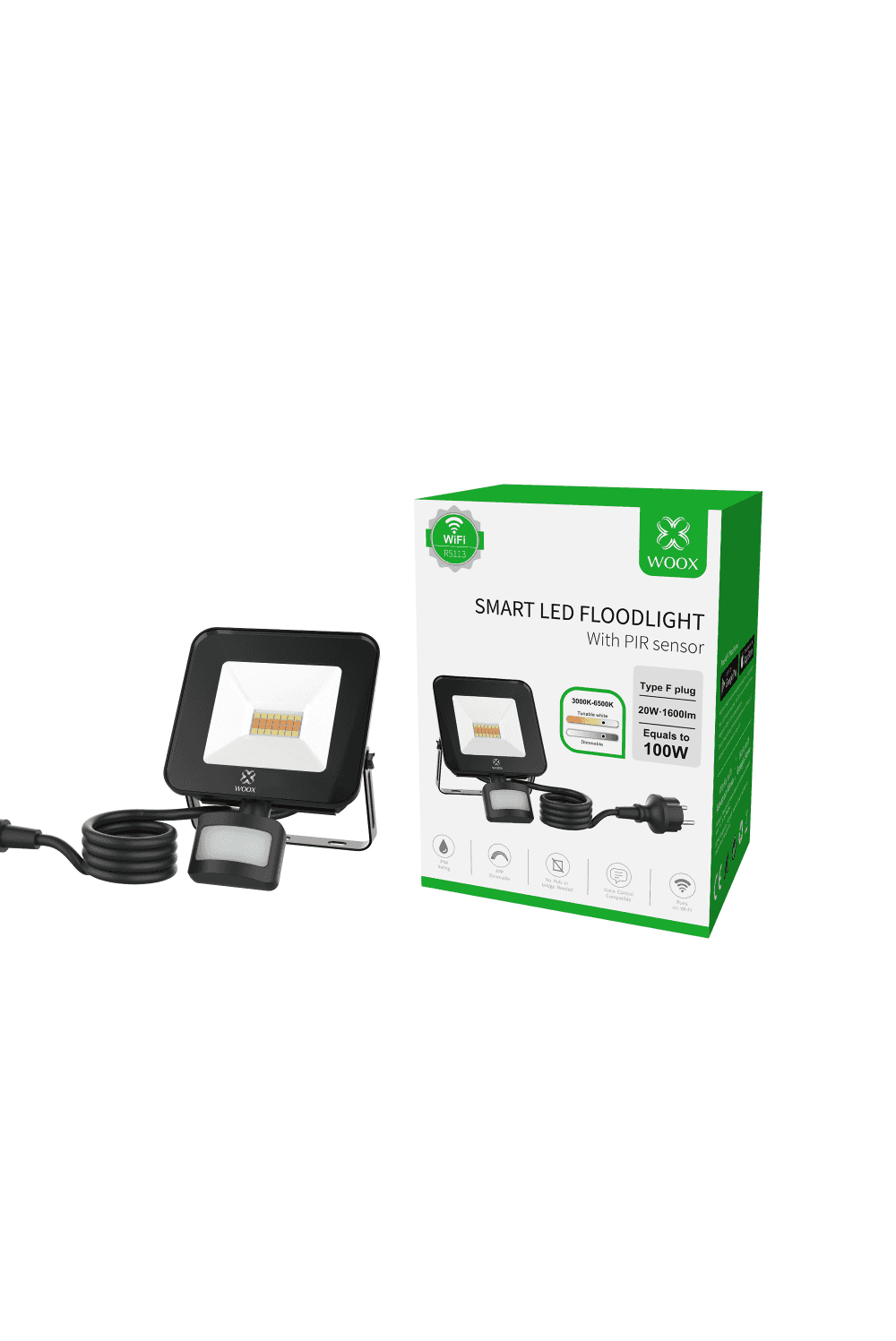 Woox Smart floodlight R5113 - Avec détecteur de mouvement pour une utilisation en extérieur