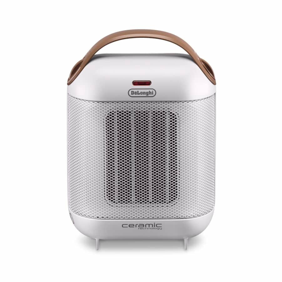 De Longhi Capsule HFX30C18.IW - Fan electric space heater - Ceramic - CE - Indoor - Desk - Floor - Table - Brown - White