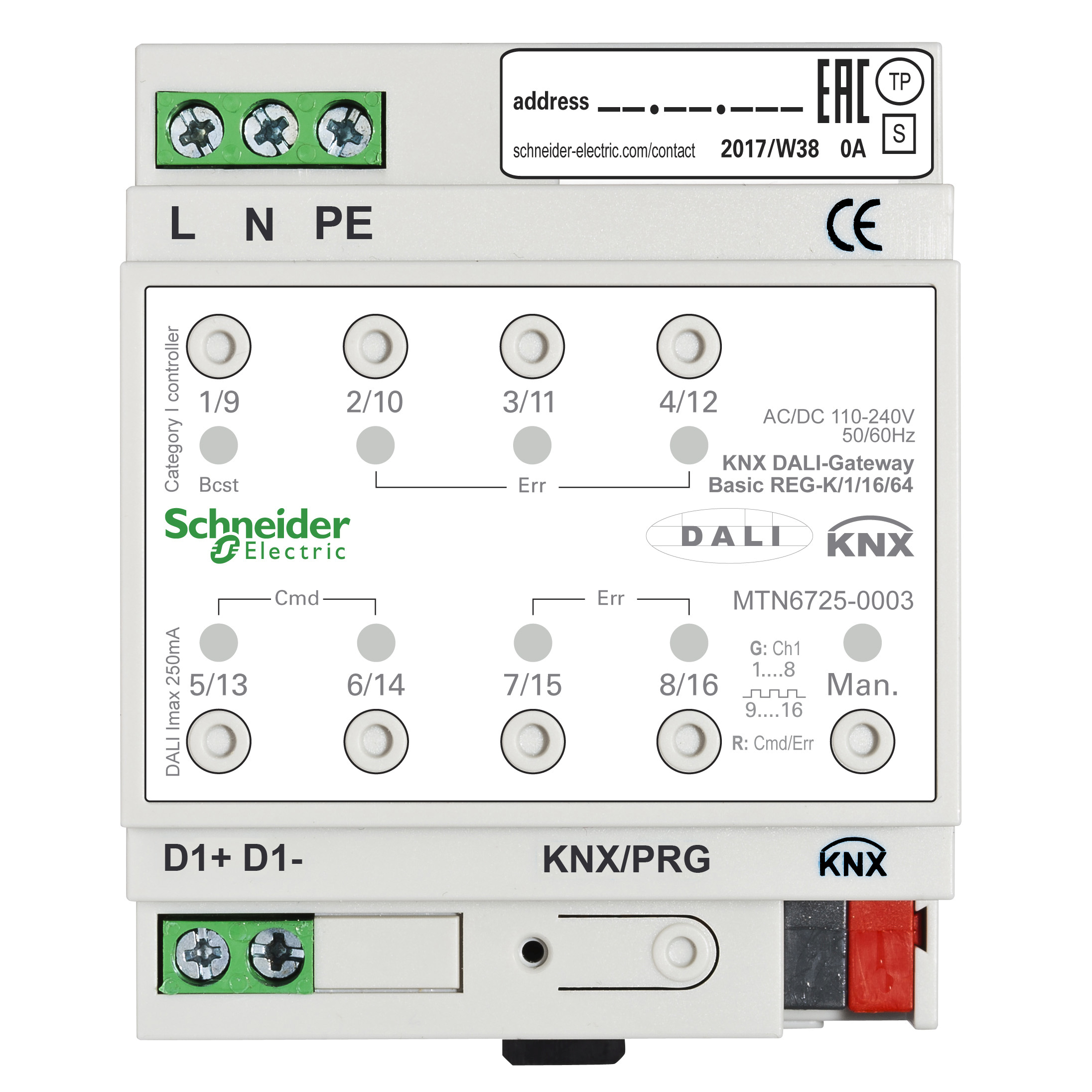 Passerelle KNX DALI APC SE MTN6725-0003 Basic REG-K/1/16/64 1 canal