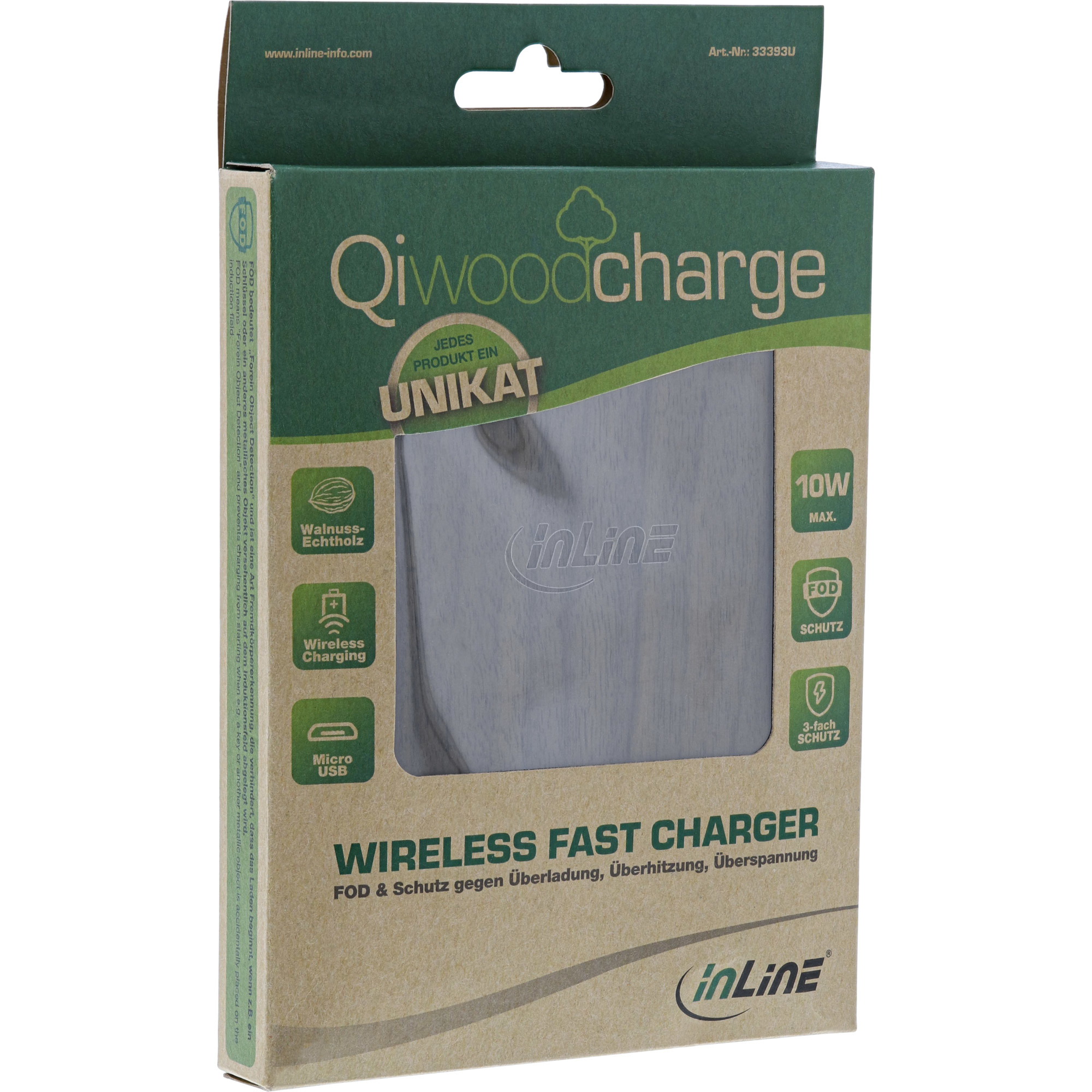 InLine Qi Woodcharge Fast Charger