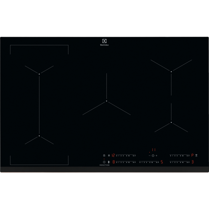 Electrolux EIV835 - Black - Built-in - 80 cm - Zone induction hob - 5 zone(s) - 5 zone(s)