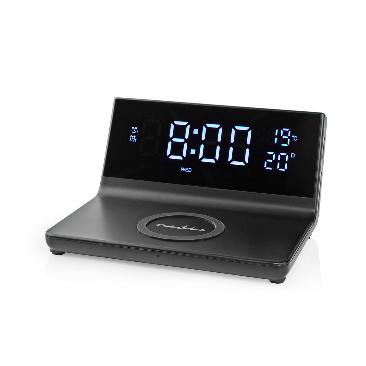 Nedis Alarm Clock Qi Charging Black - WCACQ20BK