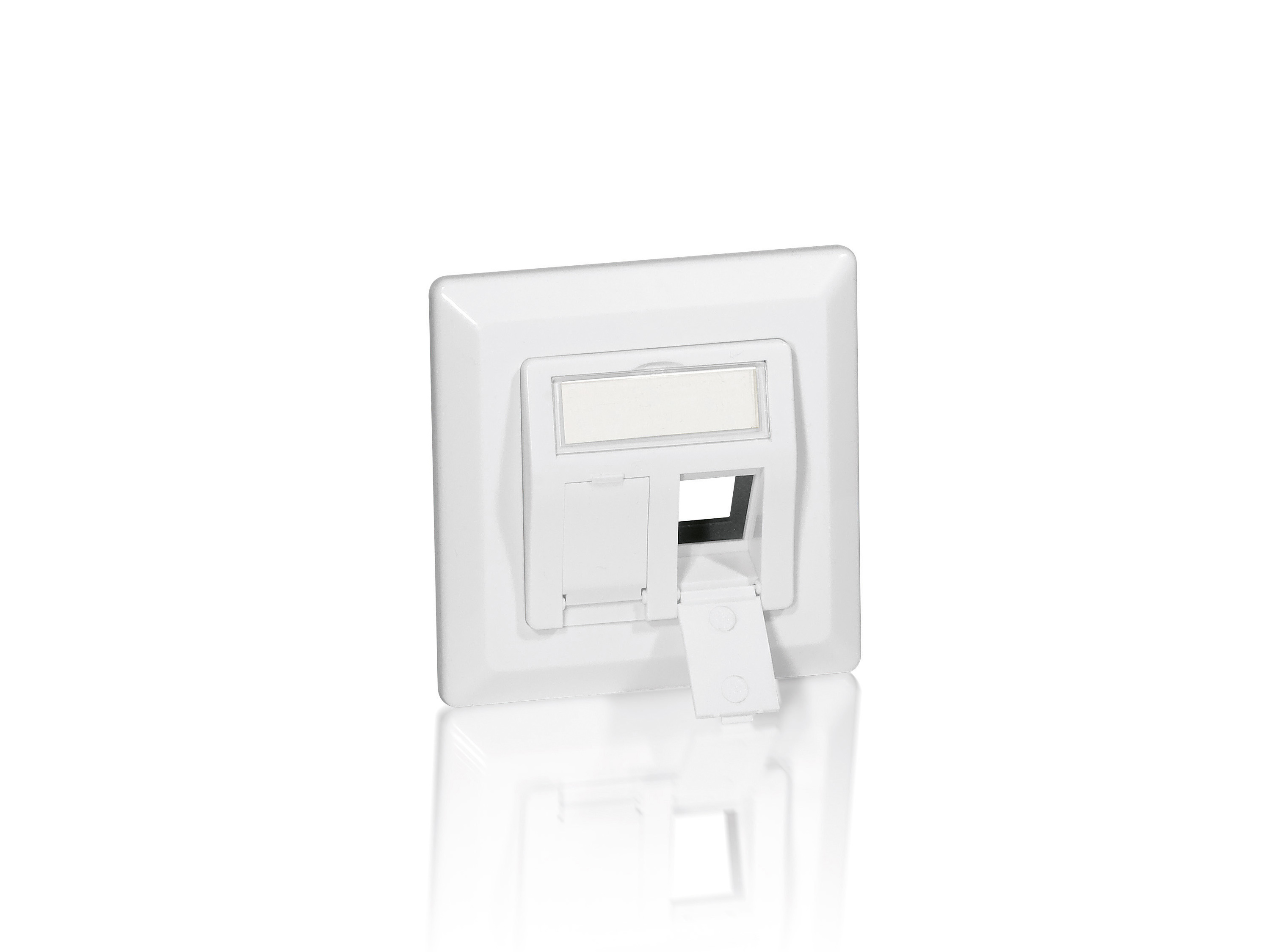 Plaque frontale allemande Equip 2 ports - Blanche - Toutes marques - 80 mm - 80 mm - 7,5 mm - 74 g