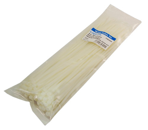 LogiLink KAB0004 Attaches de câble 300x3,6 mm, paquet de 100, blanc