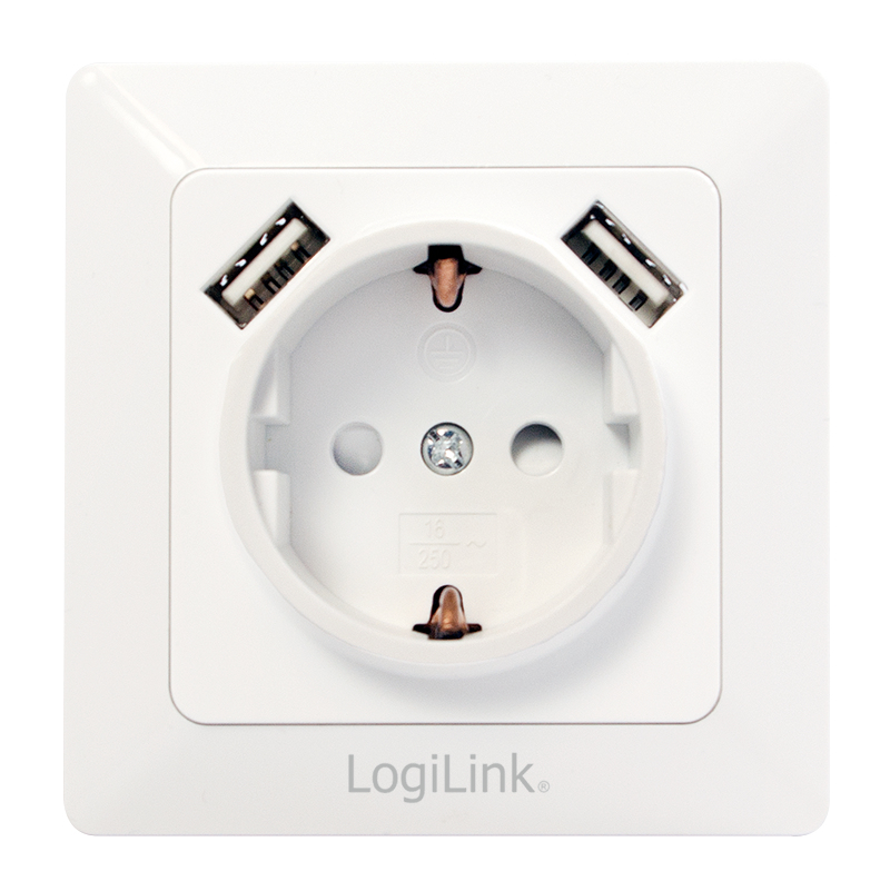 LogiLink PA0162 Prise murale 2xUSB avec prise Schuko