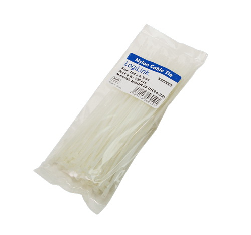 LogiLink KAB0002 Cable Ties 150x2.5mm 100-Pack White - KAB0002
