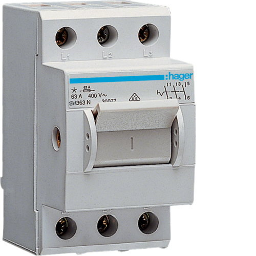 Hager SH363N - 3P - Gris - 400 V - 50 - 60 Hz - 43,8 mm - 77 mm