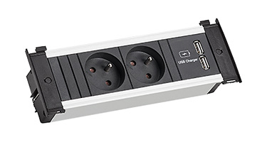 Bachmann Kapsa S - 0.2 m - Inomhus - Typ E - Svart - Silver - 2 AC-uttag - 204 mm - 927054