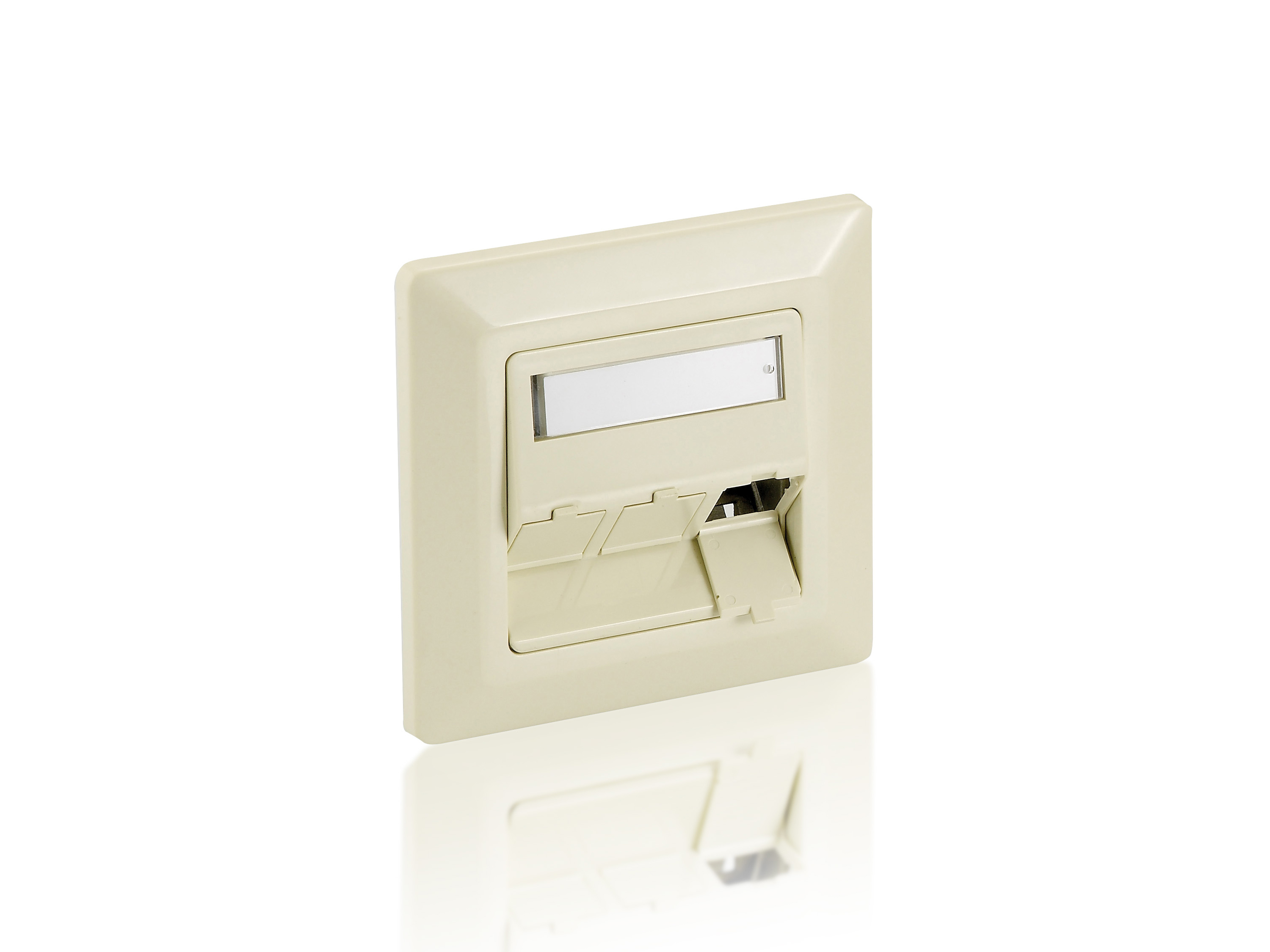 Plaque avant 3 ports allemand Equip - Blanc perle - Blanc - Plastique ABS - Aluminium - Conventionnel - Toutes marques - RJ-45 - 80 mm