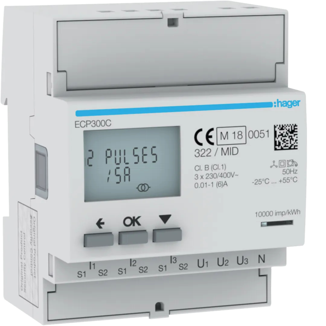 Hager energy meter ECP300C 3-phase 1A or 5A S0 MID
